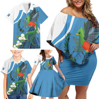 Guatemala Independence Day Family Matching Off Shoulder Short Dress and Hawaiian Shirt Guatemalan Quetzal Libre Crezca Fecundo - Wonder Print Shop