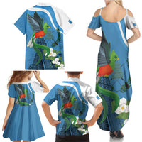 Guatemala Independence Day Family Matching Summer Maxi Dress and Hawaiian Shirt Guatemalan Quetzal Libre Crezca Fecundo - Wonder Print Shop