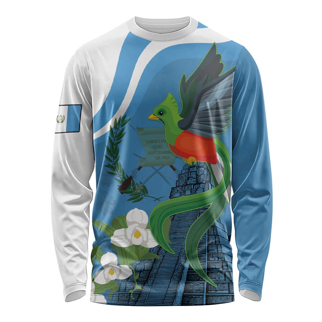 Guatemala Independence Day Long Sleeve Shirt Guatemalan Quetzal Libre Crezca Fecundo - Wonder Print Shop