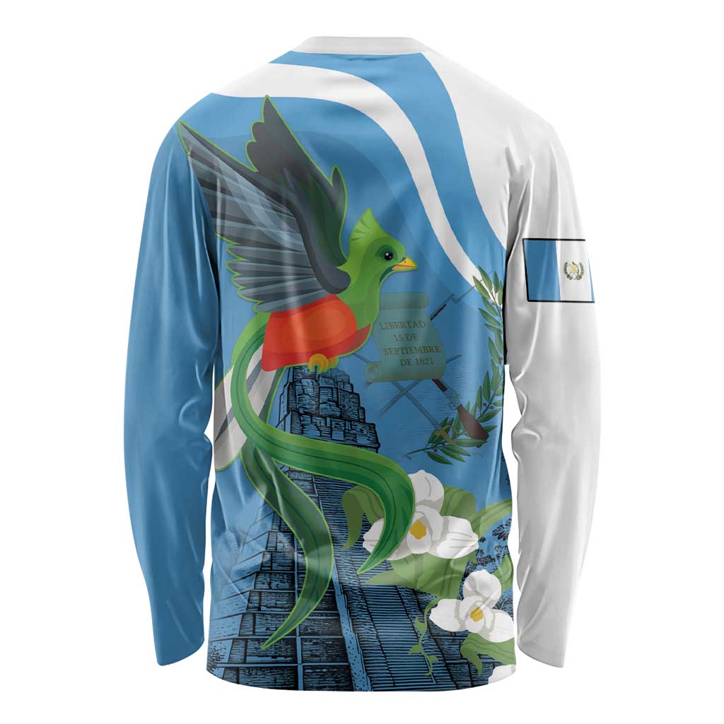 Guatemala Independence Day Long Sleeve Shirt Guatemalan Quetzal Libre Crezca Fecundo - Wonder Print Shop