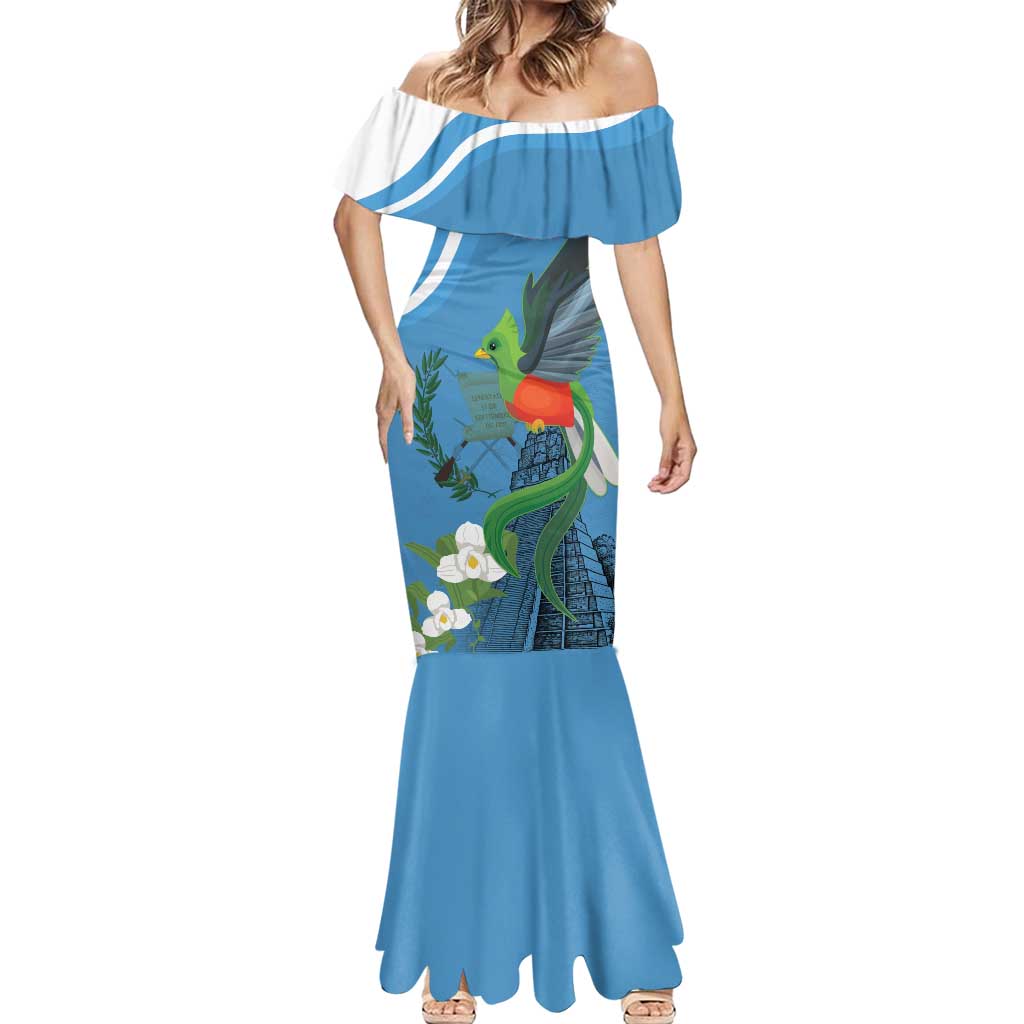 Guatemala Independence Day Mermaid Dress Guatemalan Quetzal Libre Crezca Fecundo - Wonder Print Shop