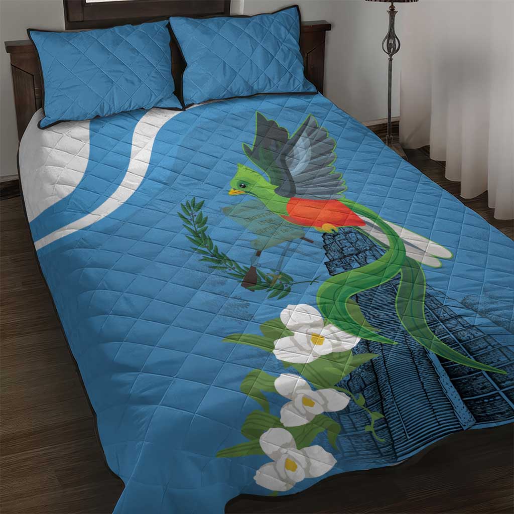 Guatemala Independence Day Quilt Bed Set Guatemalan Quetzal Libre Crezca Fecundo - Wonder Print Shop