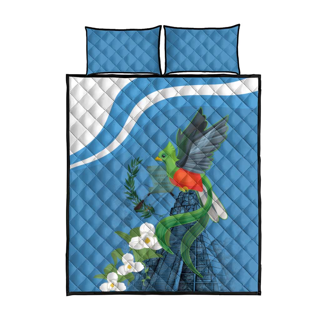 Guatemala Independence Day Quilt Bed Set Guatemalan Quetzal Libre Crezca Fecundo - Wonder Print Shop