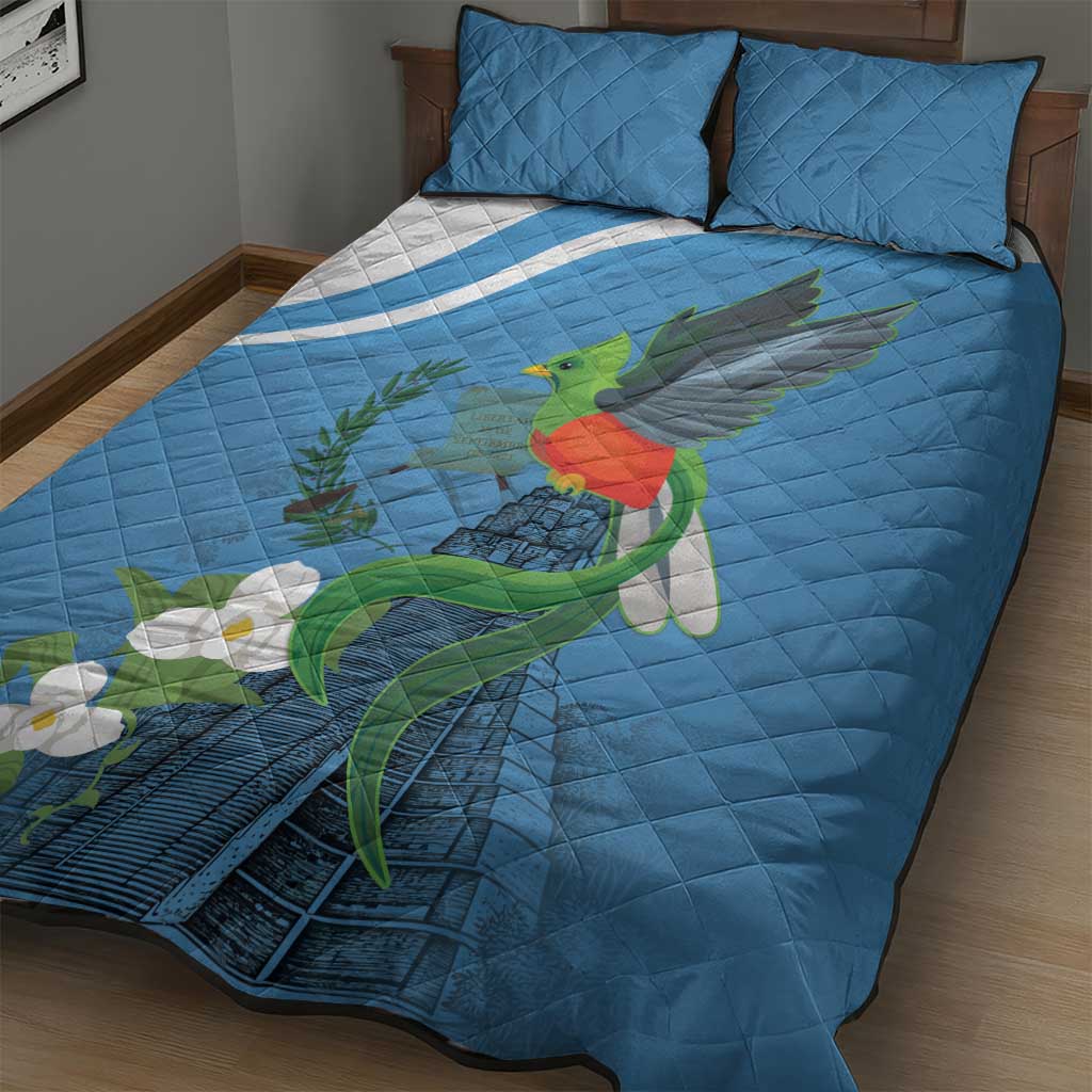 Guatemala Independence Day Quilt Bed Set Guatemalan Quetzal Libre Crezca Fecundo - Wonder Print Shop