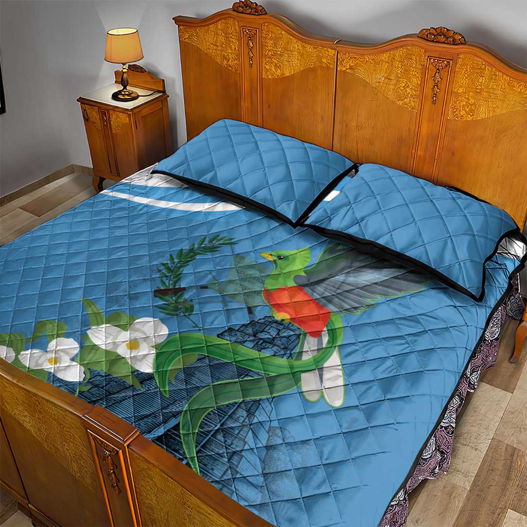 Guatemala Independence Day Quilt Bed Set Guatemalan Quetzal Libre Crezca Fecundo - Wonder Print Shop