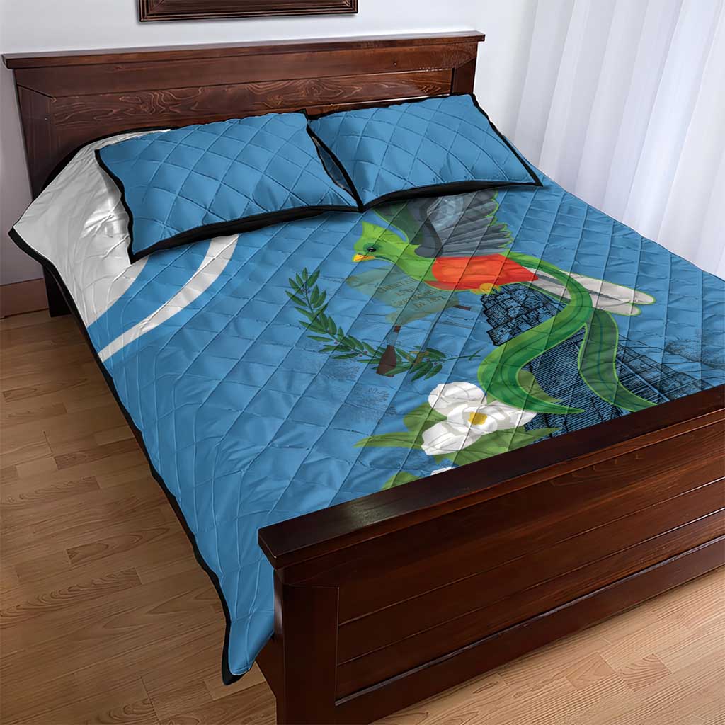 Guatemala Independence Day Quilt Bed Set Guatemalan Quetzal Libre Crezca Fecundo - Wonder Print Shop