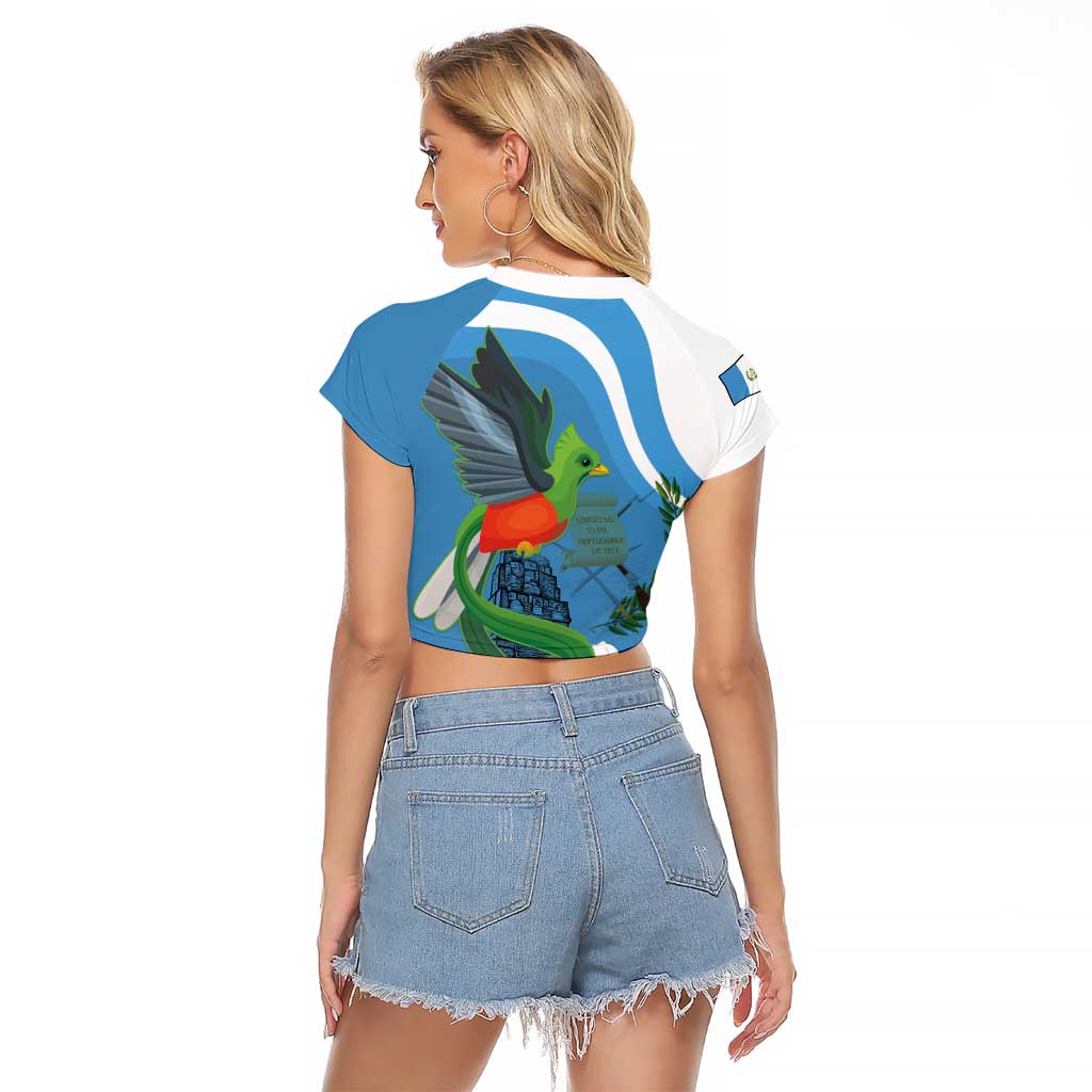 Guatemala Independence Day Raglan Cropped T Shirt Guatemalan Quetzal Libre Crezca Fecundo - Wonder Print Shop