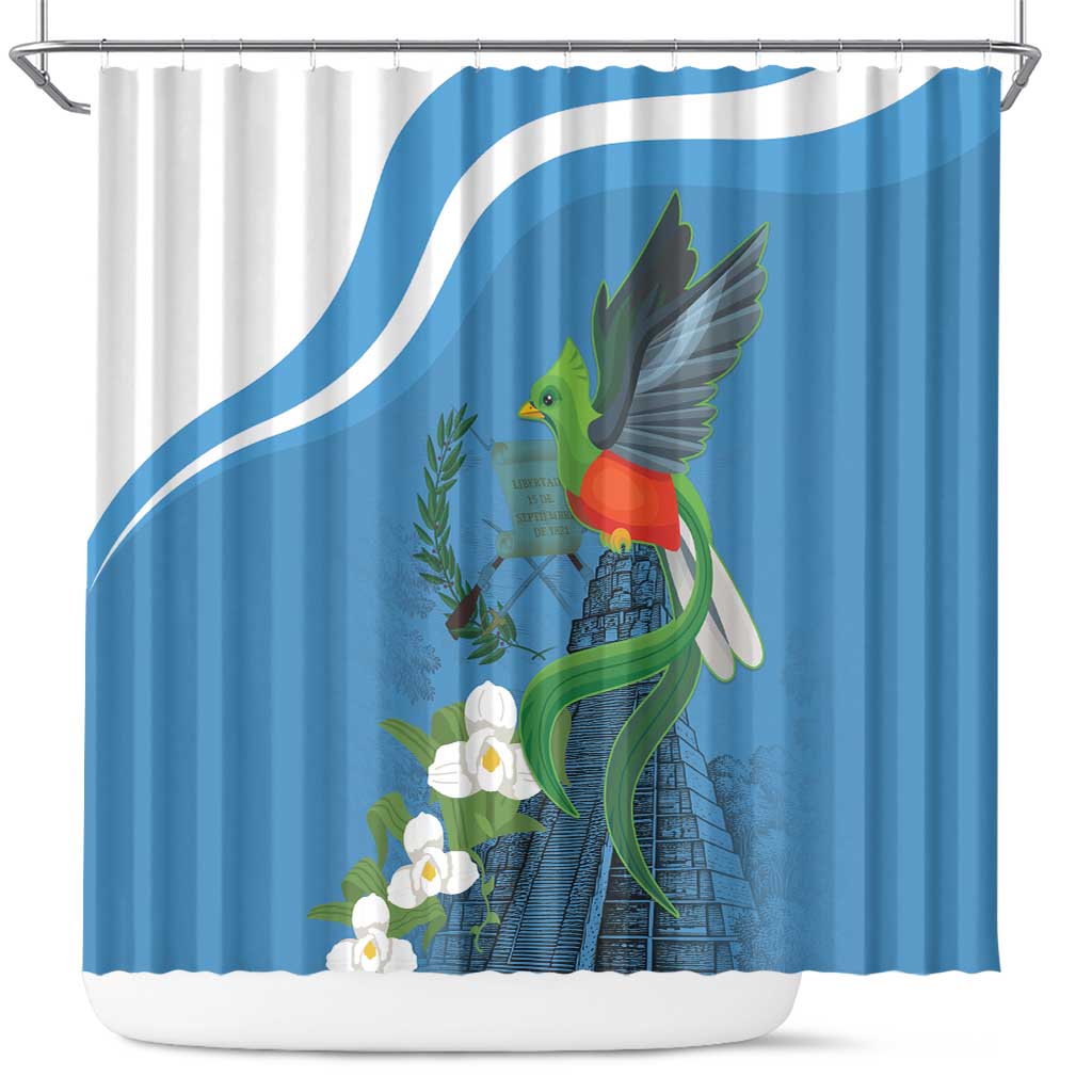 Guatemala Independence Day Shower Curtain Guatemalan Quetzal Libre Crezca Fecundo - Wonder Print Shop