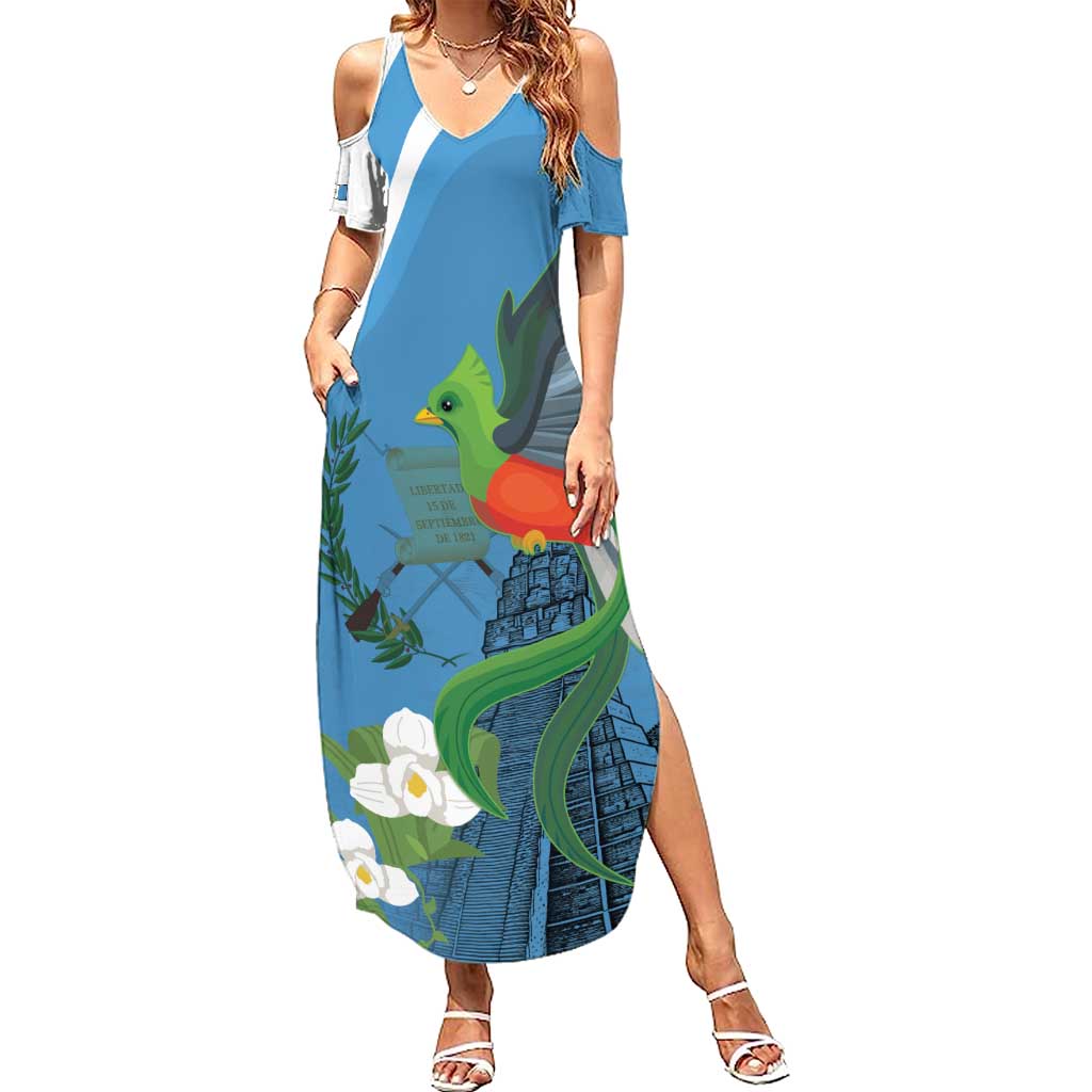 Guatemala Independence Day Summer Maxi Dress Guatemalan Quetzal Libre Crezca Fecundo - Wonder Print Shop