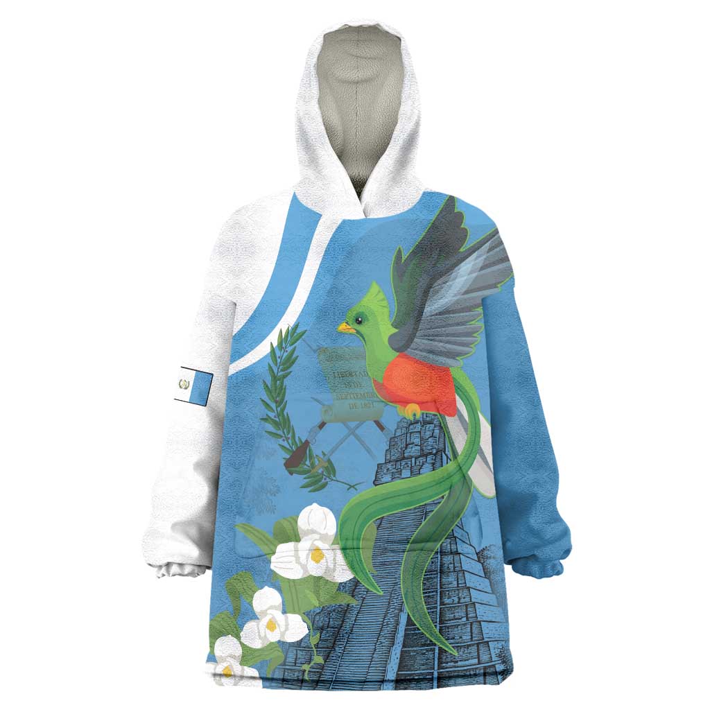 Guatemala Independence Day Wearable Blanket Hoodie Guatemalan Quetzal Libre Crezca Fecundo - Wonder Print Shop