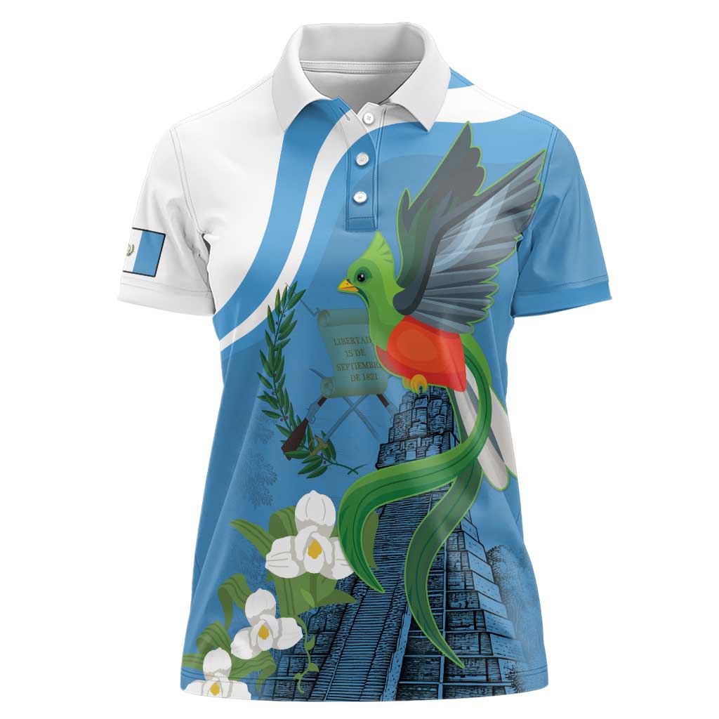 Guatemala Independence Day Women Polo Shirt Guatemalan Quetzal Libre Crezca Fecundo - Wonder Print Shop