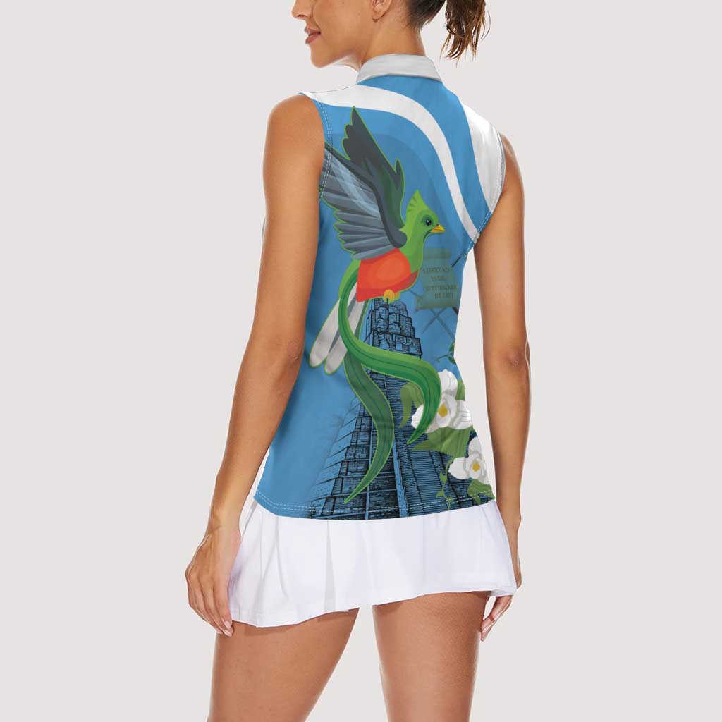 Guatemala Independence Day Women Sleeveless Polo Shirt Guatemalan Quetzal Libre Crezca Fecundo - Wonder Print Shop