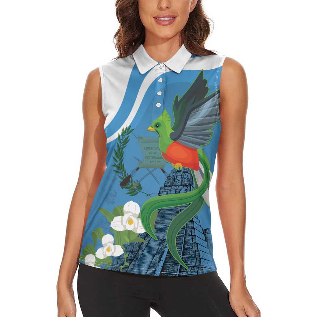 Guatemala Independence Day Women Sleeveless Polo Shirt Guatemalan Quetzal Libre Crezca Fecundo - Wonder Print Shop