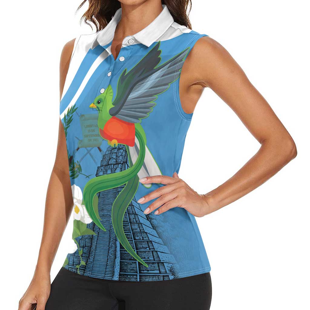 Guatemala Independence Day Women Sleeveless Polo Shirt Guatemalan Quetzal Libre Crezca Fecundo - Wonder Print Shop