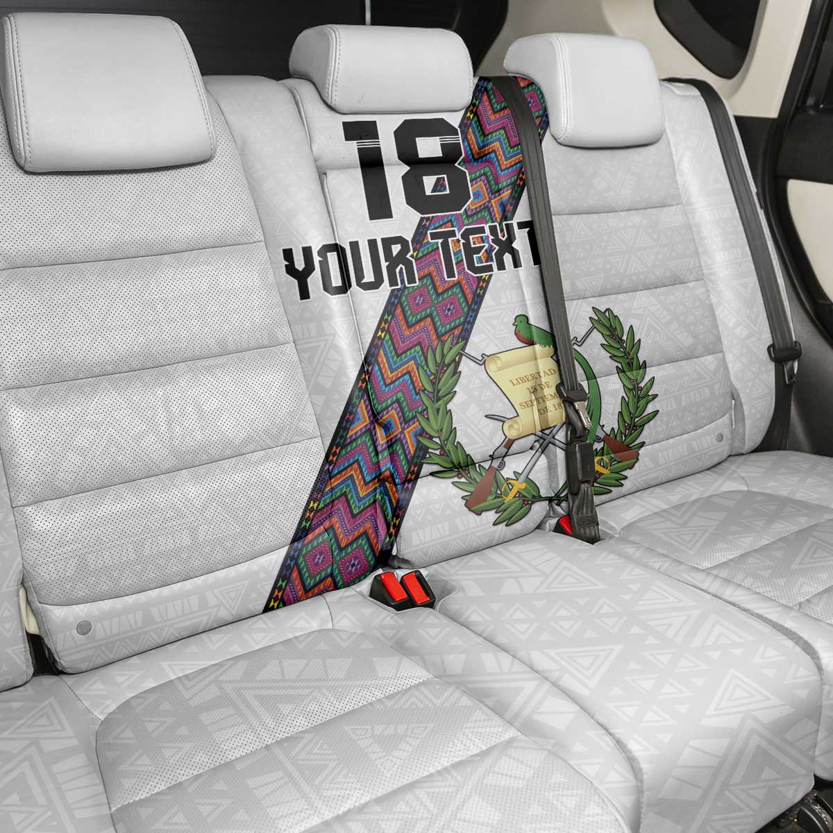 Custom Guatemala Football Back Car Seat Cover Los Chapines White Version - Wonder Print Shop