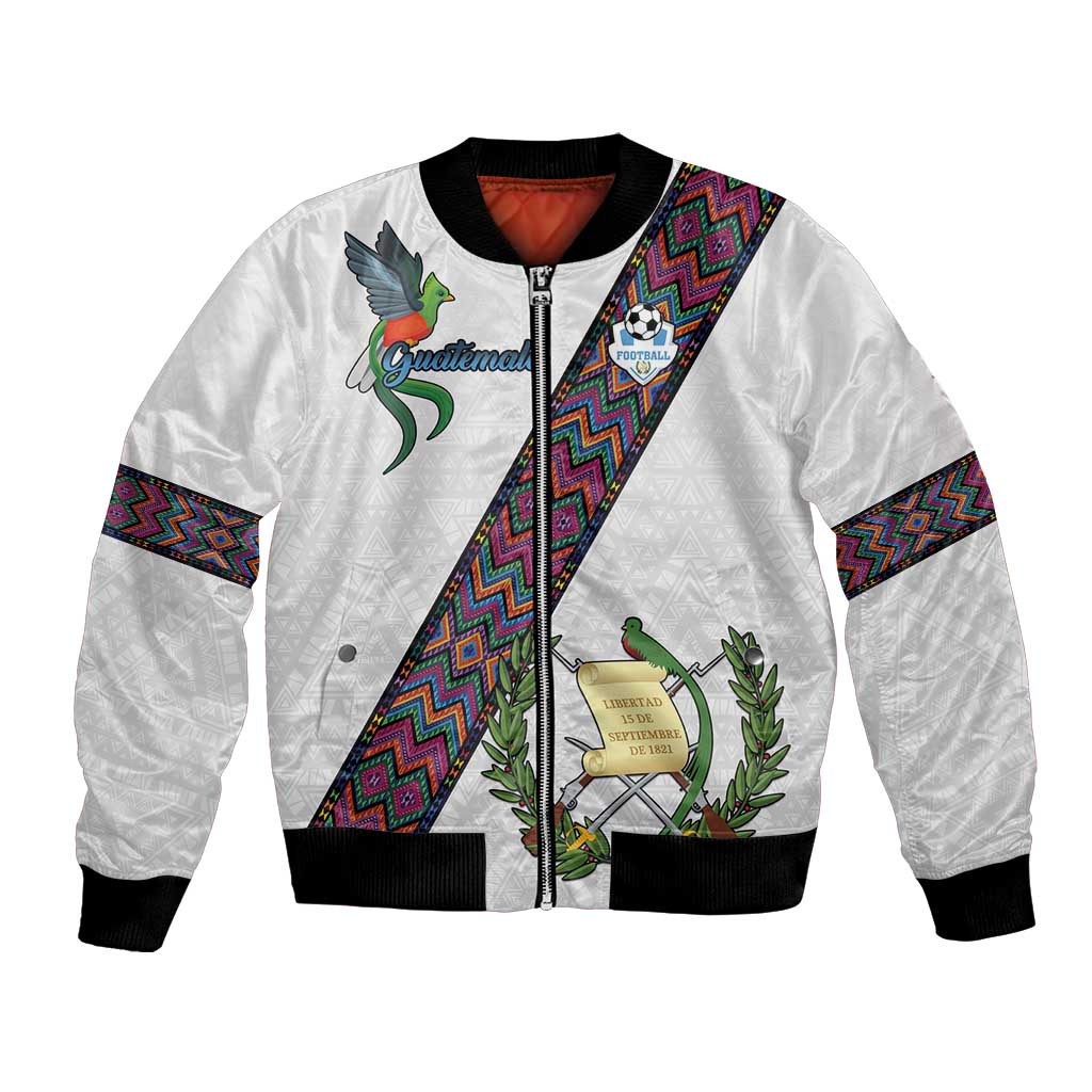 Custom Guatemala Football Bomber Jacket Los Chapines White Version - Wonder Print Shop