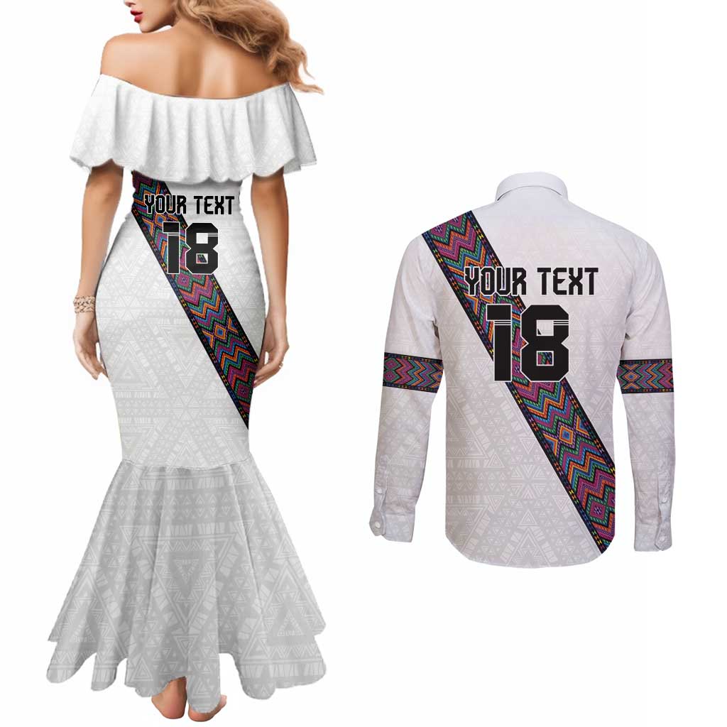 Custom Guatemala Football Couples Matching Mermaid Dress and Long Sleeve Button Shirt Los Chapines White Version - Wonder Print Shop