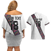 Custom Guatemala Football Couples Matching Off Shoulder Short Dress and Hawaiian Shirt Los Chapines White Version - Wonder Print Shop
