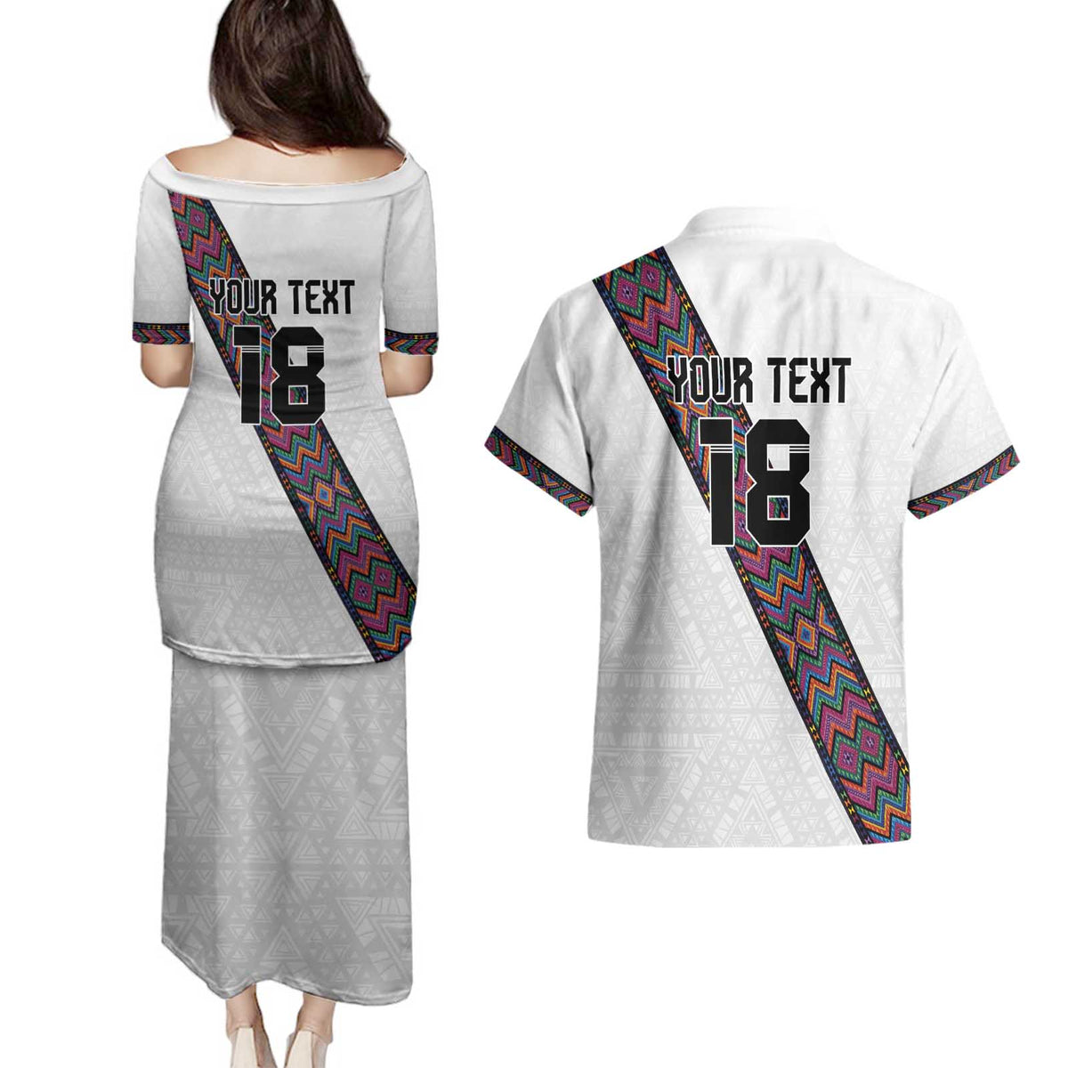 Custom Guatemala Football Couples Matching Puletasi and Hawaiian Shirt Los Chapines White Version - Wonder Print Shop