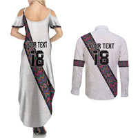 Custom Guatemala Football Couples Matching Summer Maxi Dress and Long Sleeve Button Shirt Los Chapines White Version - Wonder Print Shop