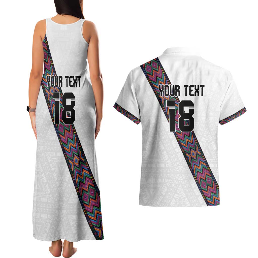 Custom Guatemala Football Couples Matching Tank Maxi Dress and Hawaiian Shirt Los Chapines White Version - Wonder Print Shop