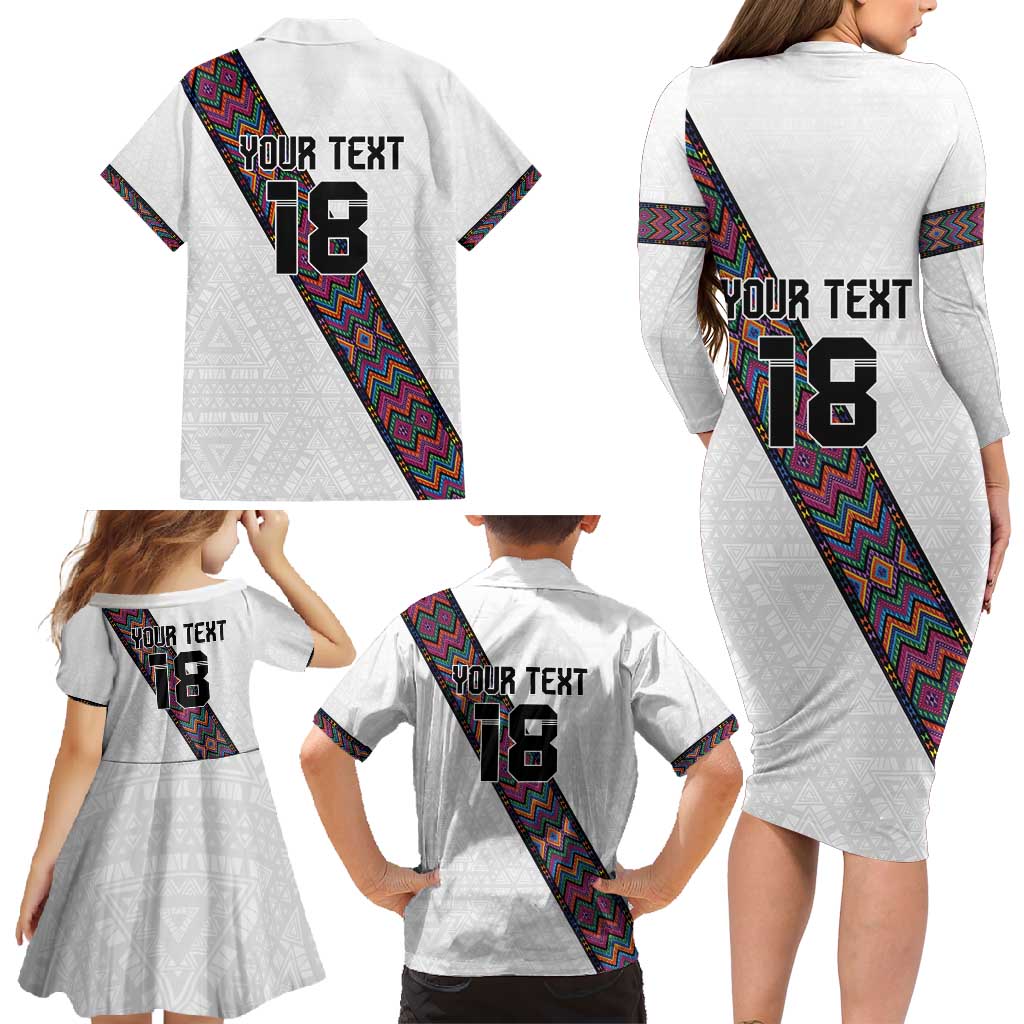 Custom Guatemala Football Family Matching Long Sleeve Bodycon Dress and Hawaiian Shirt Los Chapines White Version - Wonder Print Shop