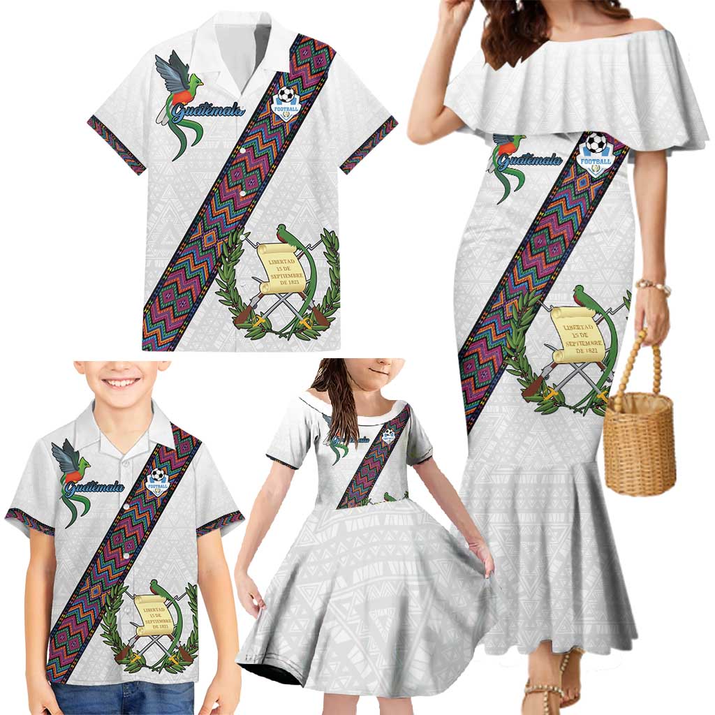 Custom Guatemala Football Family Matching Mermaid Dress and Hawaiian Shirt Los Chapines White Version - Wonder Print Shop
