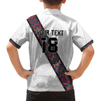 Custom Guatemala Football Family Matching Off The Shoulder Long Sleeve Dress and Hawaiian Shirt Los Chapines White Version - Wonder Print Shop