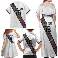 Custom Guatemala Football Family Matching Off Shoulder Maxi Dress and Hawaiian Shirt Los Chapines White Version - Wonder Print Shop