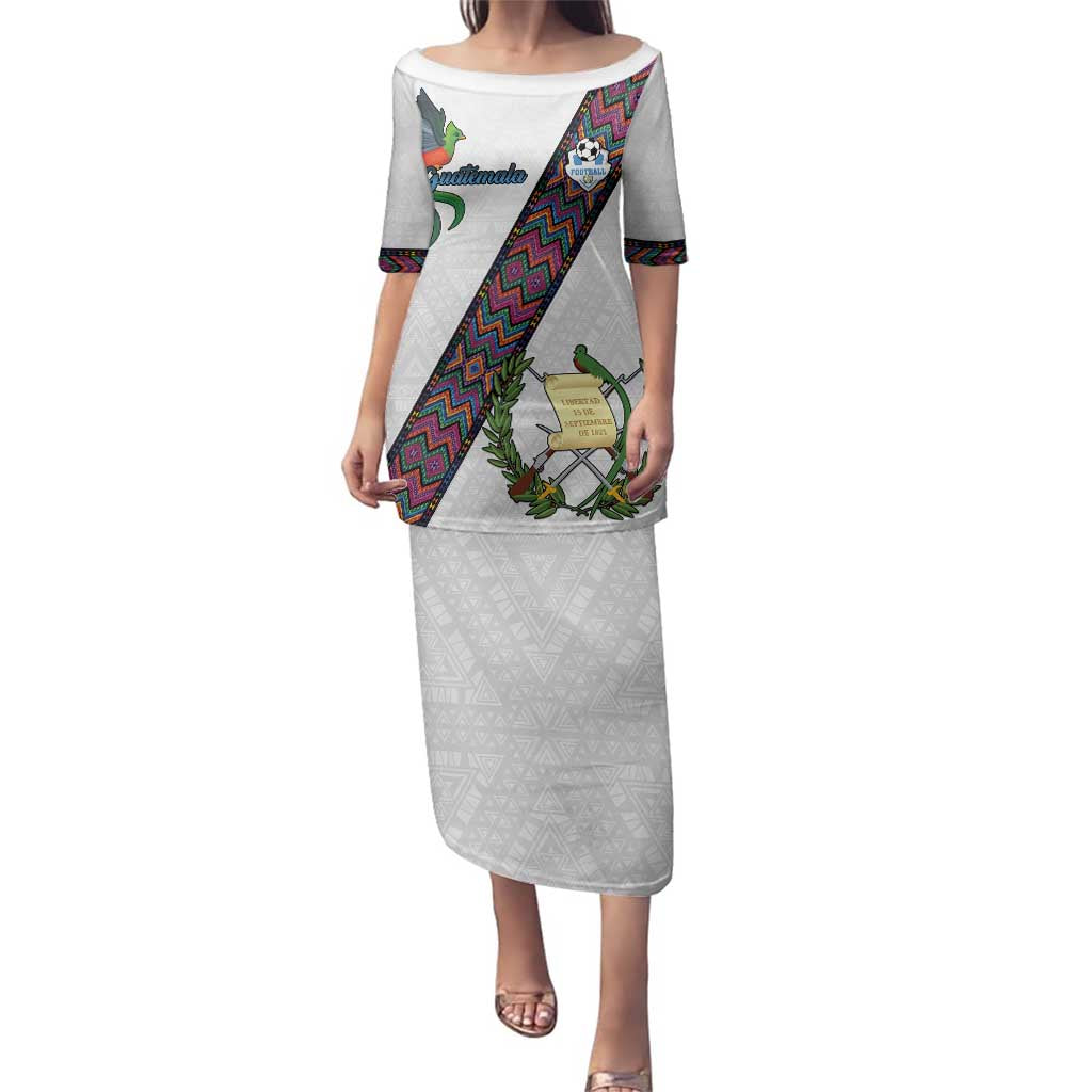 Custom Guatemala Football Family Matching Puletasi and Hawaiian Shirt Los Chapines White Version - Wonder Print Shop