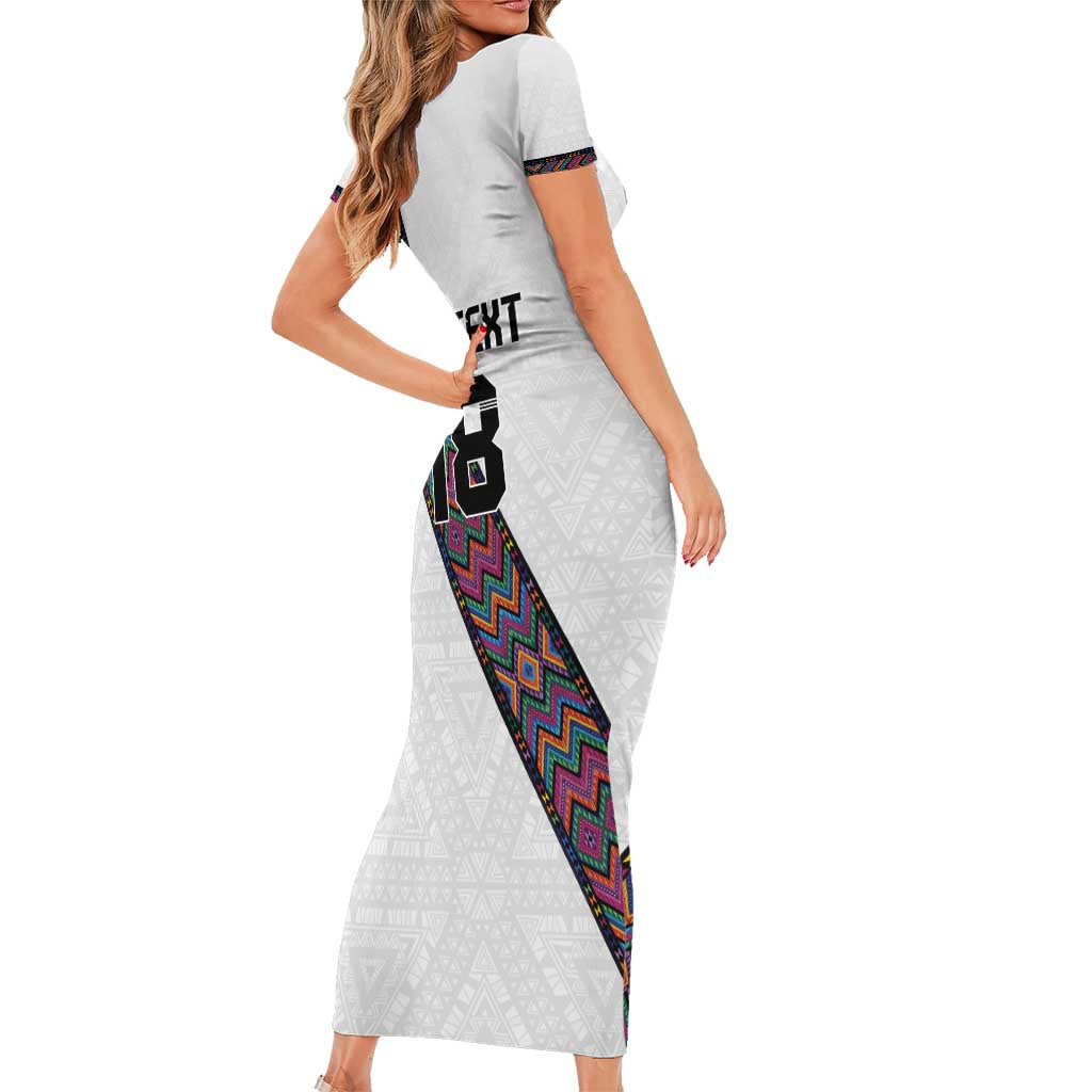 Custom Guatemala Football Family Matching Short Sleeve Bodycon Dress and Hawaiian Shirt Los Chapines White Version - Wonder Print Shop