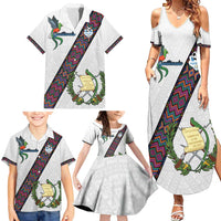 Custom Guatemala Football Family Matching Summer Maxi Dress and Hawaiian Shirt Los Chapines White Version - Wonder Print Shop