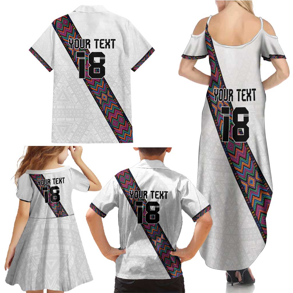 Custom Guatemala Football Family Matching Summer Maxi Dress and Hawaiian Shirt Los Chapines White Version - Wonder Print Shop