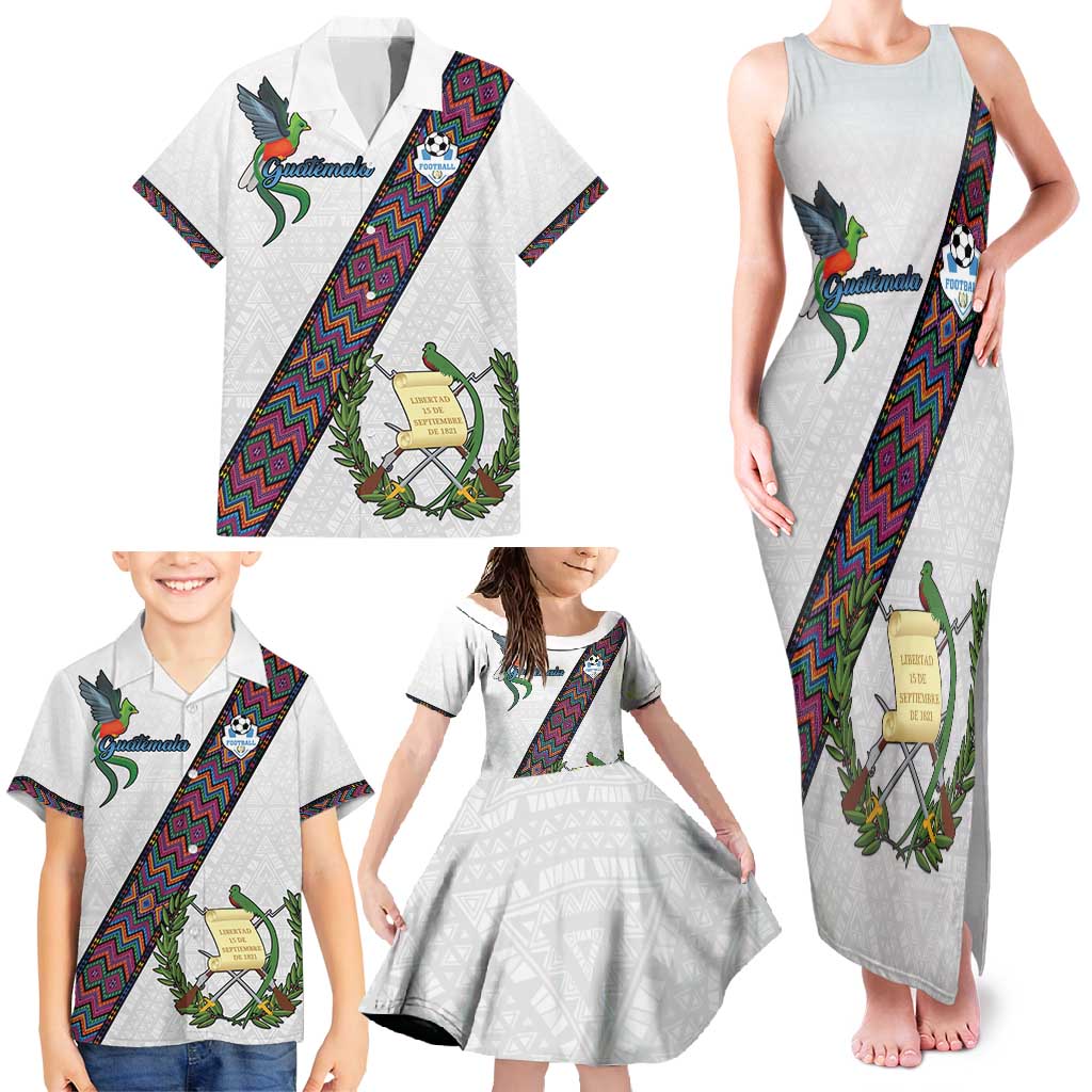 Custom Guatemala Football Family Matching Tank Maxi Dress and Hawaiian Shirt Los Chapines White Version - Wonder Print Shop