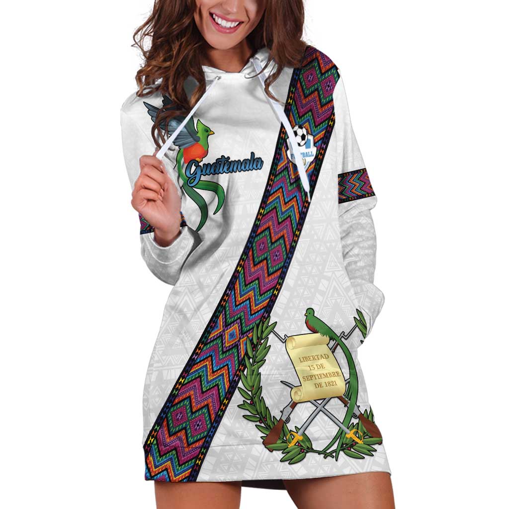 Custom Guatemala Football Hoodie Dress Los Chapines White Version - Wonder Print Shop