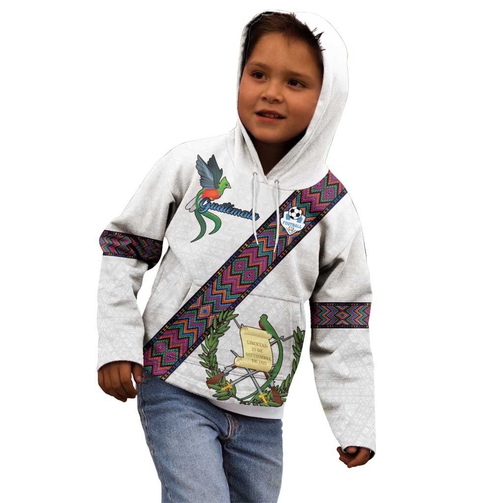 Custom Guatemala Football Kid Hoodie Los Chapines White Version - Wonder Print Shop