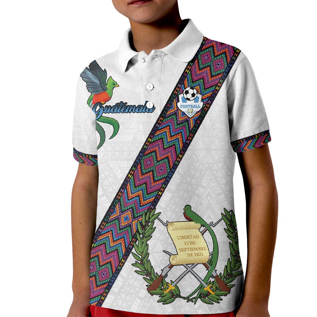 Custom Guatemala Football Kid Polo Shirt Los Chapines White Version - Wonder Print Shop