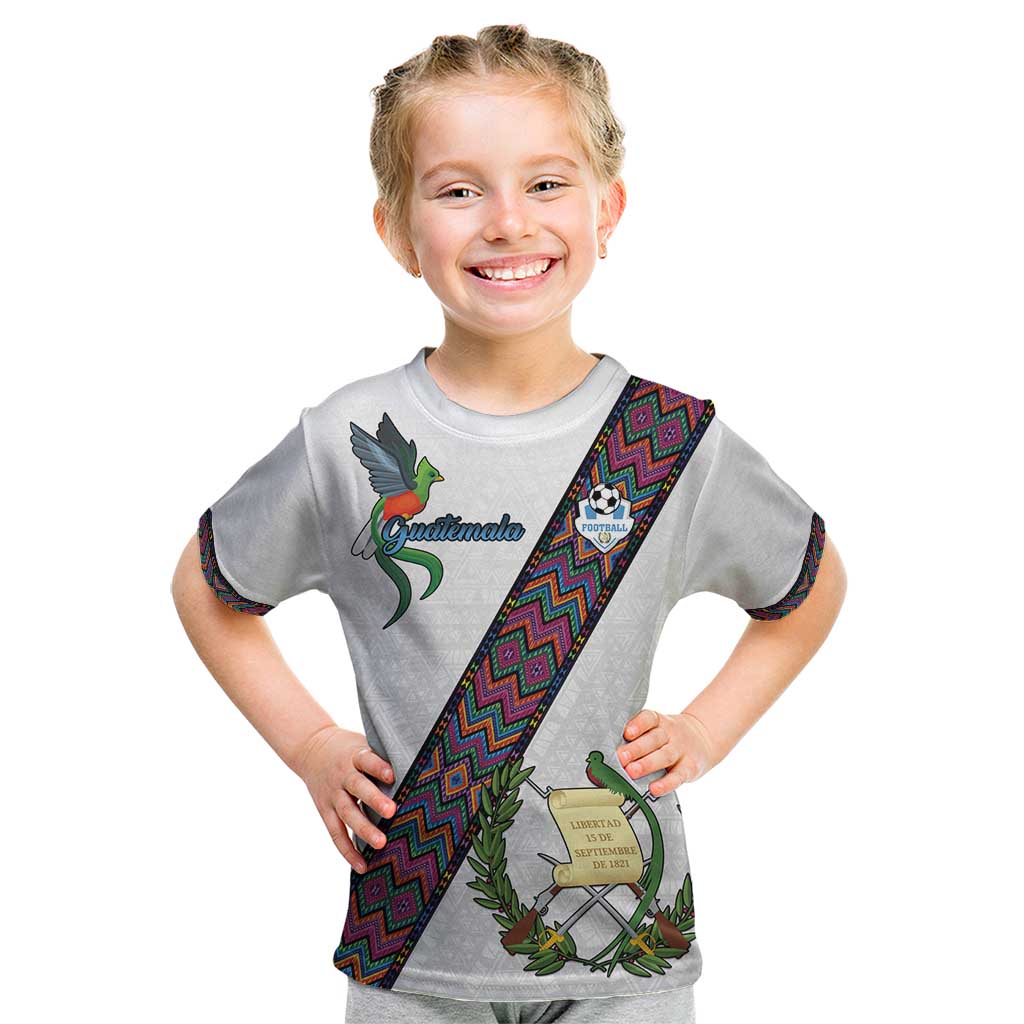 Custom Guatemala Football Kid T Shirt Los Chapines White Version - Wonder Print Shop