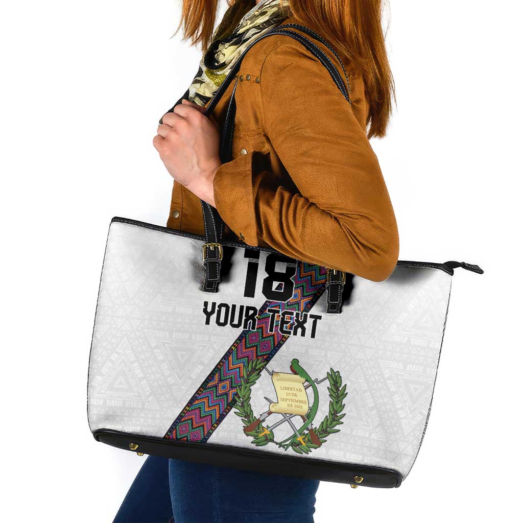 Custom Guatemala Football Leather Tote Bag Los Chapines White Version - Wonder Print Shop