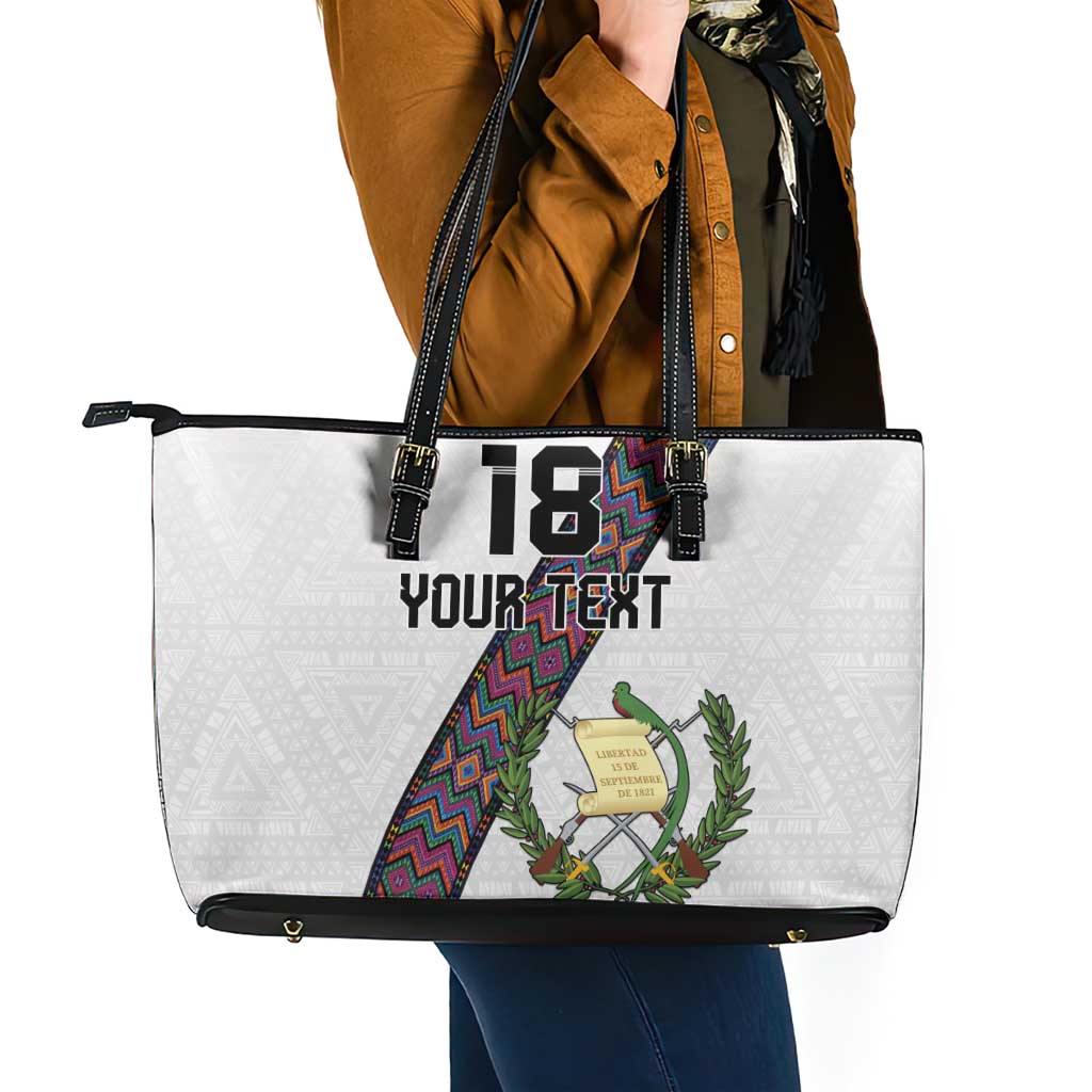 Custom Guatemala Football Leather Tote Bag Los Chapines White Version - Wonder Print Shop