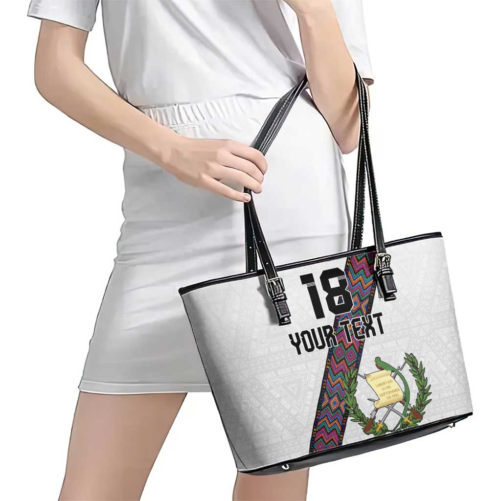 Custom Guatemala Football Leather Tote Bag Los Chapines White Version - Wonder Print Shop