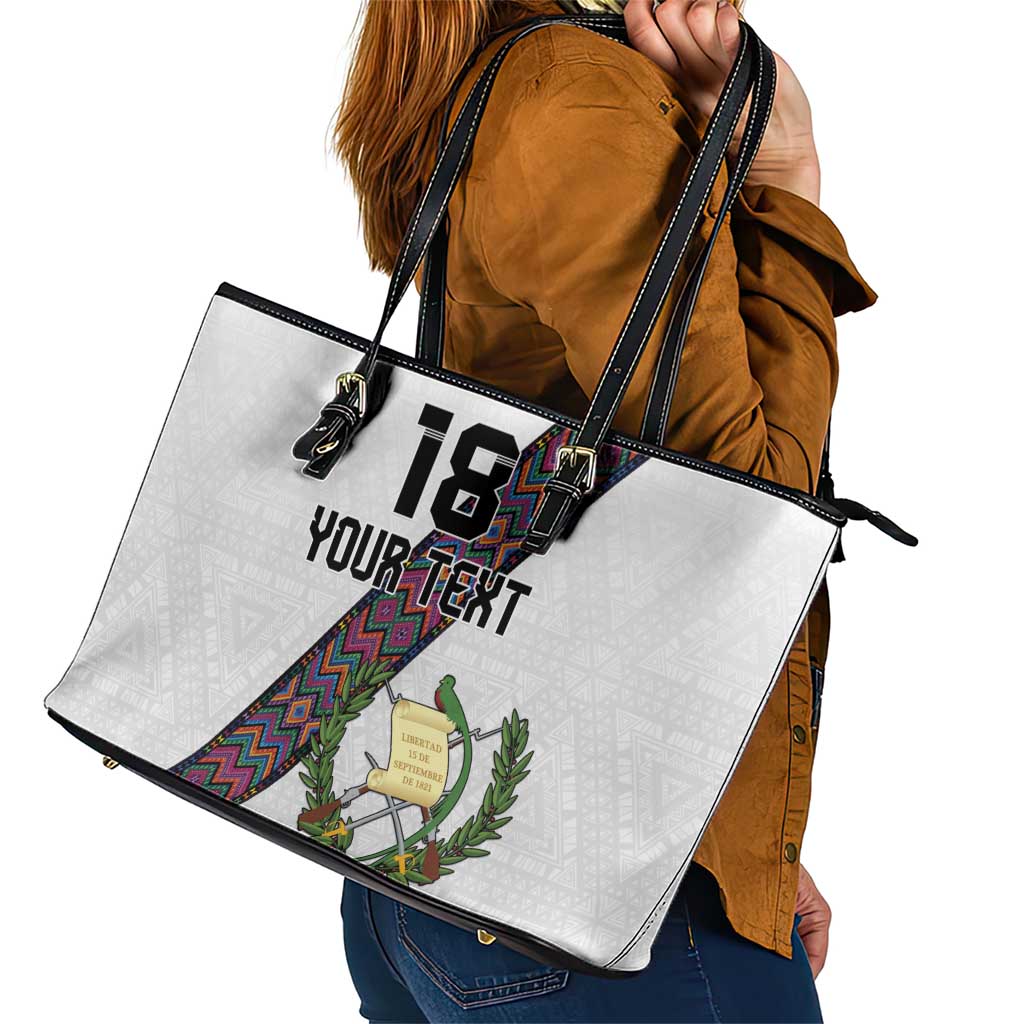 Custom Guatemala Football Leather Tote Bag Los Chapines White Version - Wonder Print Shop