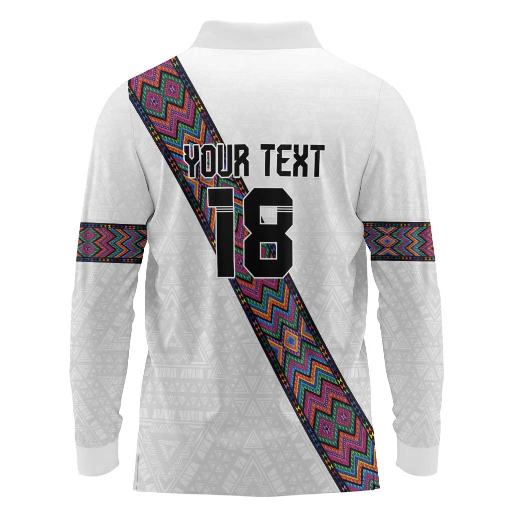 Custom Guatemala Football Long Sleeve Polo Shirt Los Chapines White Version - Wonder Print Shop