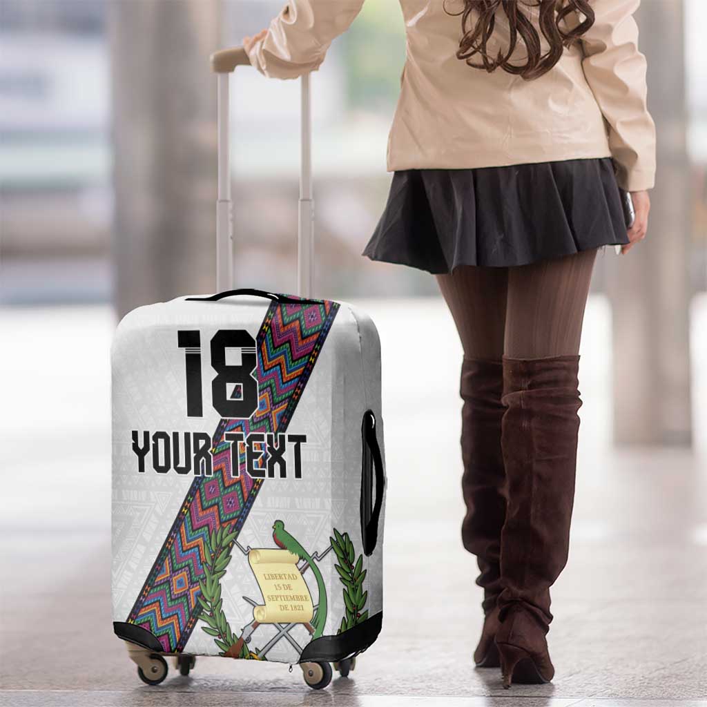 Custom Guatemala Football Luggage Cover Los Chapines White Version - Wonder Print Shop
