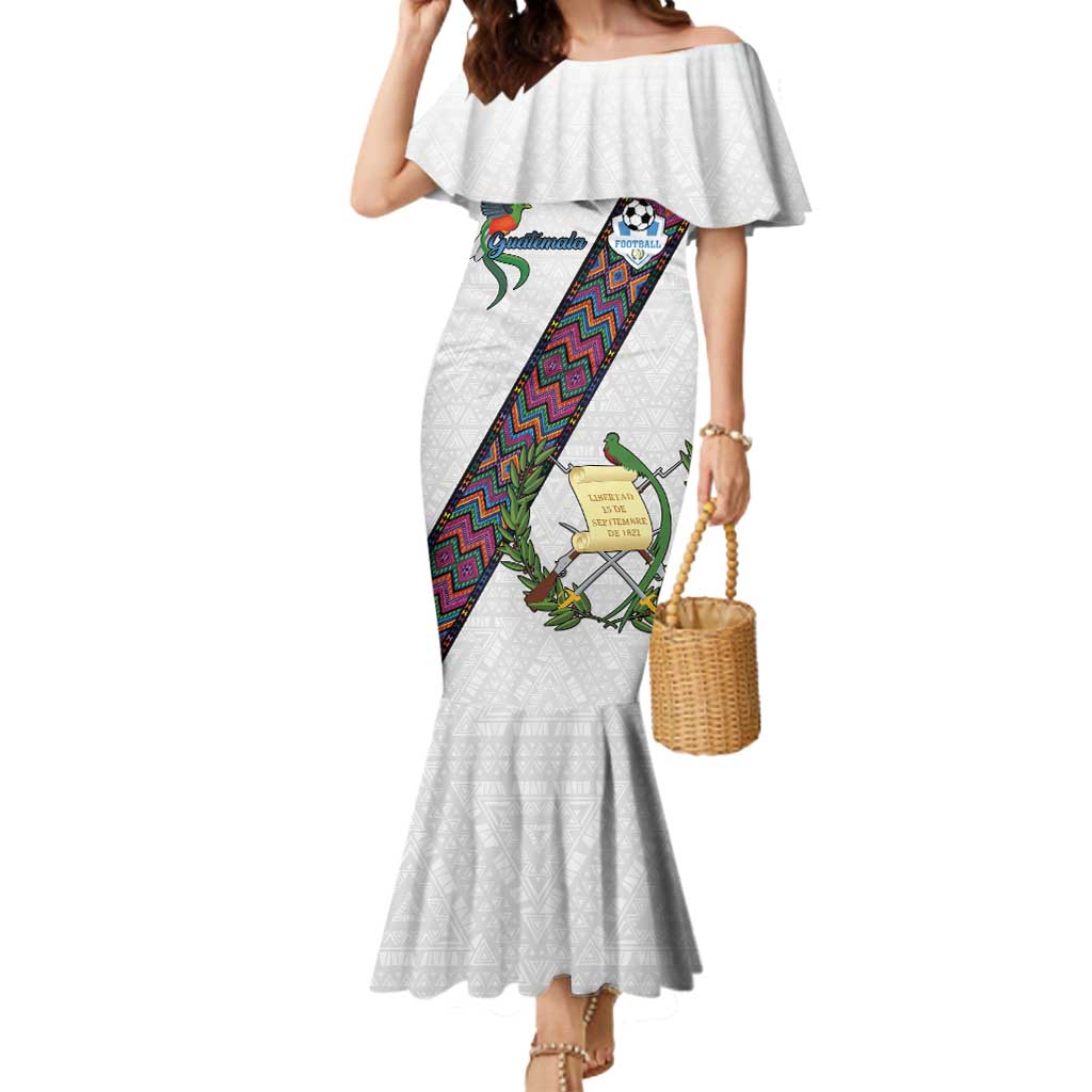 Custom Guatemala Football Mermaid Dress Los Chapines White Version - Wonder Print Shop