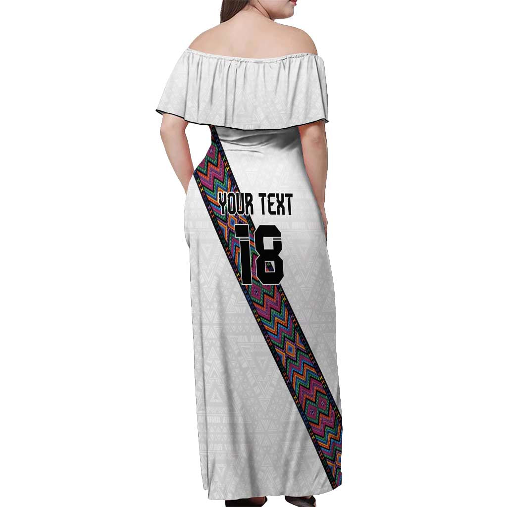 Custom Guatemala Football Off Shoulder Maxi Dress Los Chapines White Version - Wonder Print Shop
