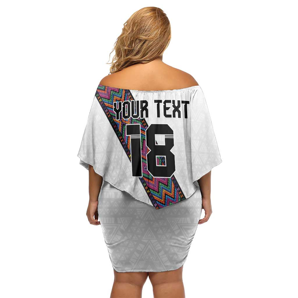 Custom Guatemala Football Off Shoulder Short Dress Los Chapines White Version - Wonder Print Shop
