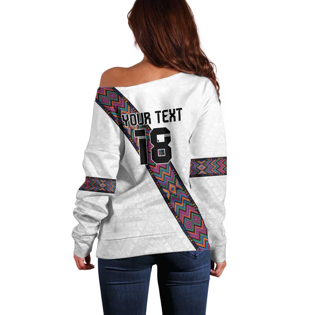 Custom Guatemala Football Off Shoulder Sweater Los Chapines White Version - Wonder Print Shop