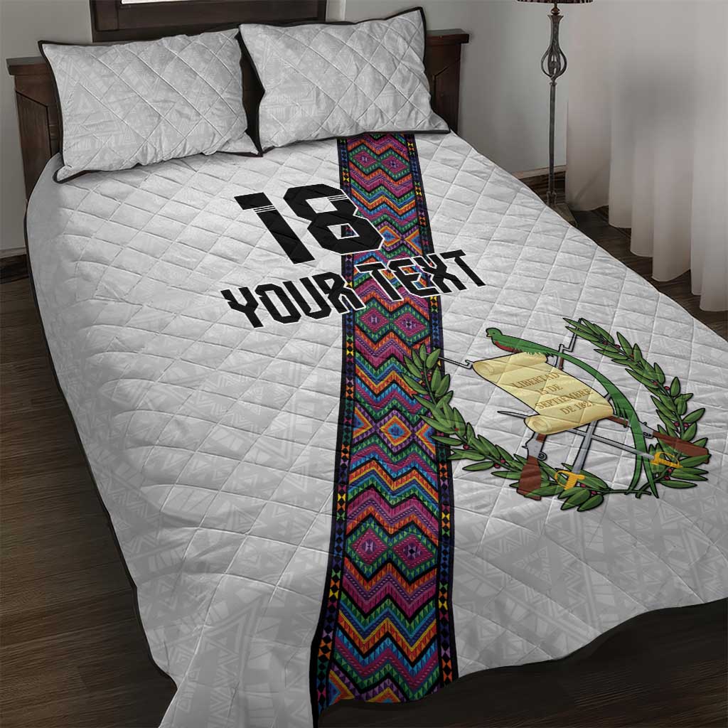 Custom Guatemala Football Quilt Bed Set Los Chapines White Version - Wonder Print Shop