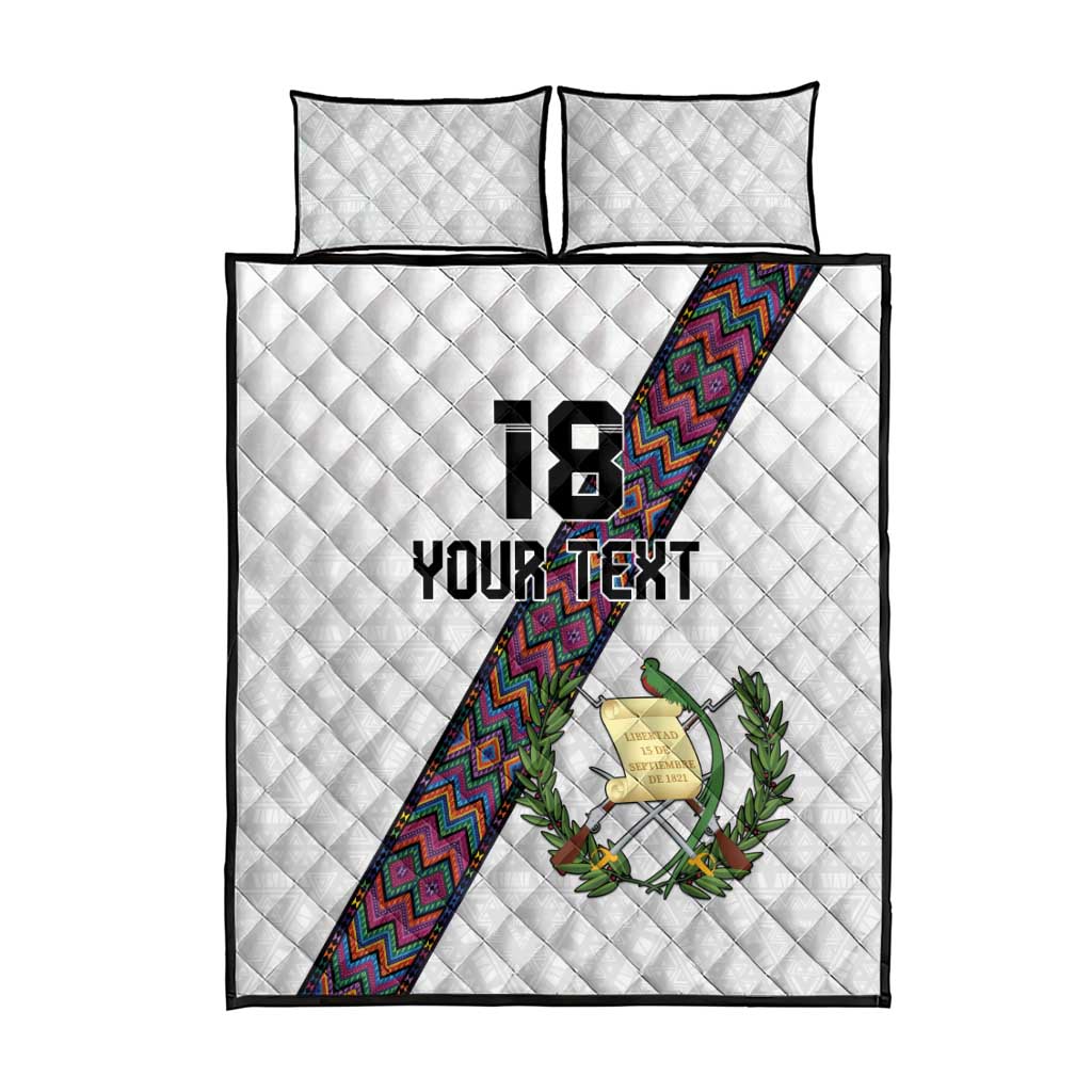 Custom Guatemala Football Quilt Bed Set Los Chapines White Version - Wonder Print Shop